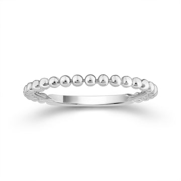 14K White Gold Beaded Stack Ring