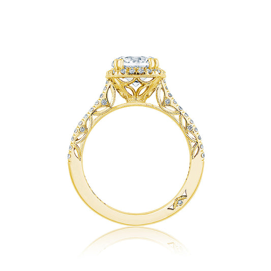 18K Yellow Gold Tacori Dantela Cushion Bloom Engagement Ring