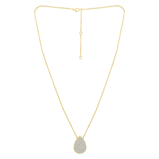 10K Yellow Gold 1/2ctw Pave Diamond Teardrop Necklace