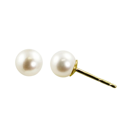 14K Yellow Gold 5MM Cultured Pearl Studs
