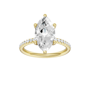 14K Yellow Gold 2.83ctw Lab Grown Marquise Diamond Hidden Halo Engagement Ring