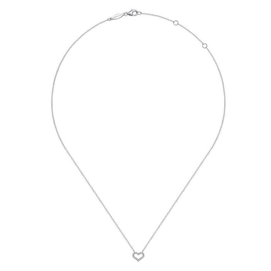14K White Gold Diamond Heart Pendant Necklace