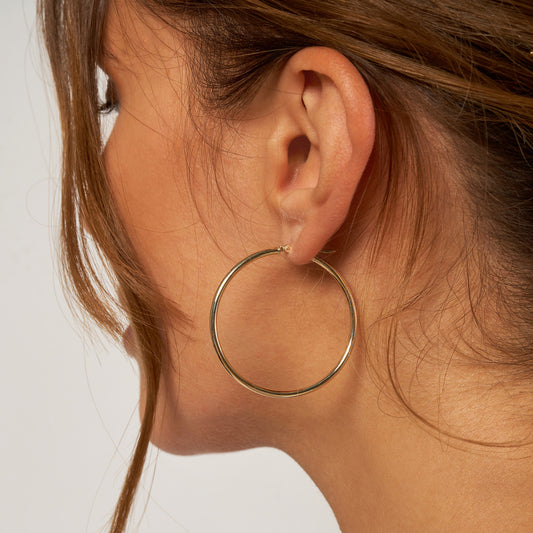 2mm x 40mm Polished Hoop Earrings