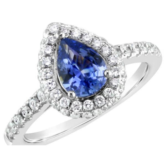 White Gold Pear Cut Sapphire Ring