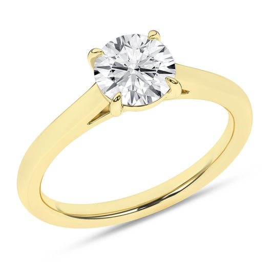 14K Yellow Gold Lab Grown 1.49ct Round Diamond Solitaire Engagement Ring