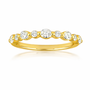 14K Yellow Gold Marquise and Round Diamond Stackable Band