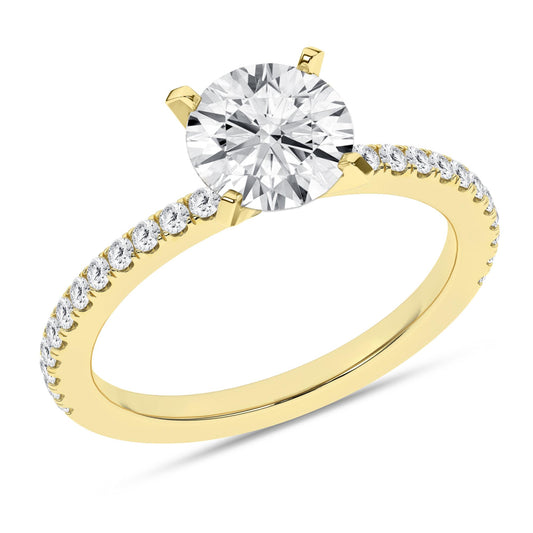 14K Yellow Gold Lab Grown Round Brilliant Cut Diamond Engagement Ring