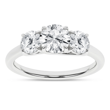 14K White Gold Lab Grown 2.05ctw Round Three Stone Engagement Ring