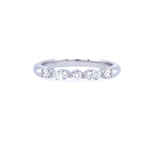 18K White Gold Marquise and Round Diamond Band