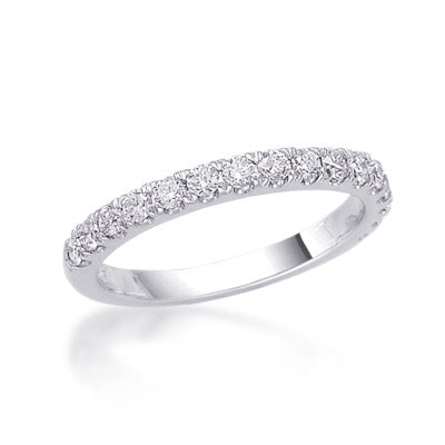 14K White Gold Pave Diamond Wedding Band