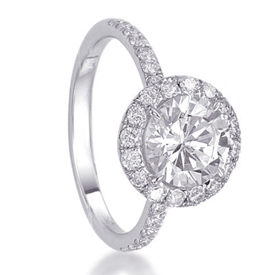 White Gold Round Diamond Halo Mounting