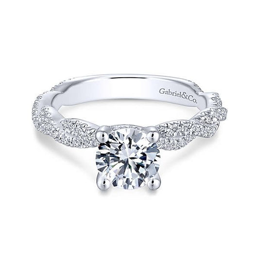 14K White Gold Round Diamond Engagement Ring