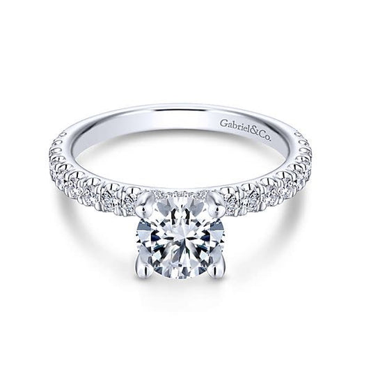 14K White Gold Round Diamond Engagement Ring