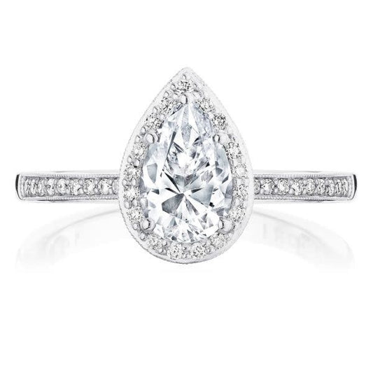 14K White Gold Tacori Coastal Crescent Pear Diamond Engagement Ring Setting