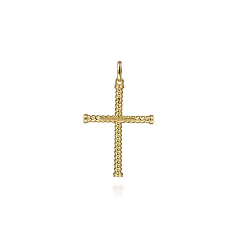14K Yellow Gold Large Twisted Rope Cross