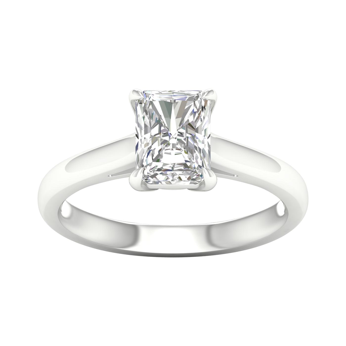 14K White Gold Lab Grown Radiant Diamond Solitaire Engagement Ring