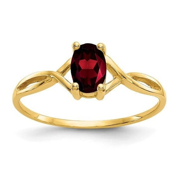 14K Yellow Gold Oval Garnet Birthstone Ring