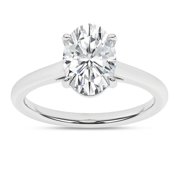 14K White Gold Lab Grown Solitaire Oval Diamond Engagement Ring