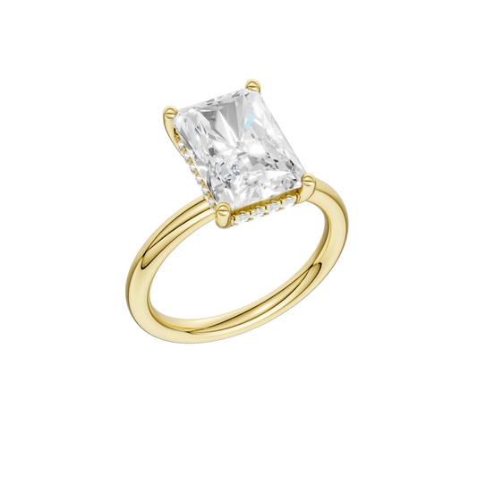 14K Yellow Gold Lab Grown Radiant Diamond Hidden Halo Engagement Ring