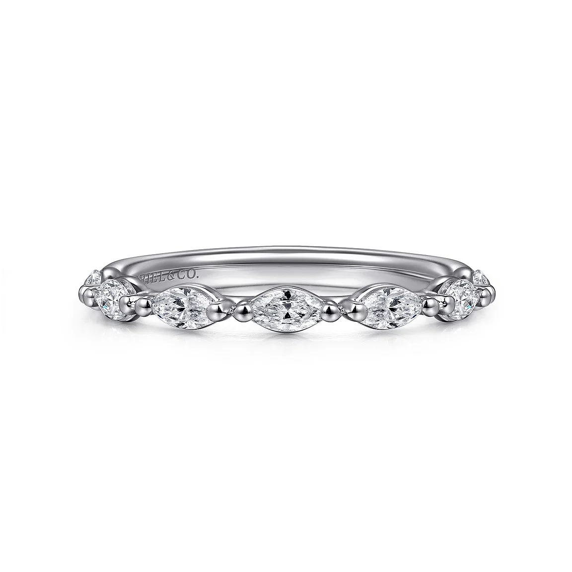 14K White Gold Diamond Marquise Anniversary Band
