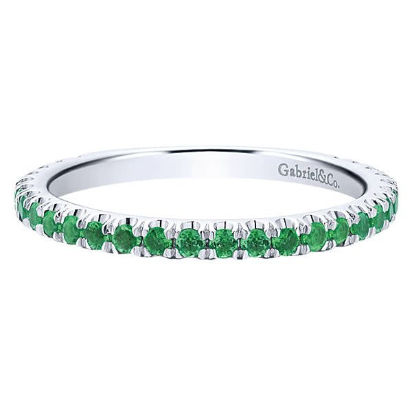 14K White Gold Emerald Stacklable Ring