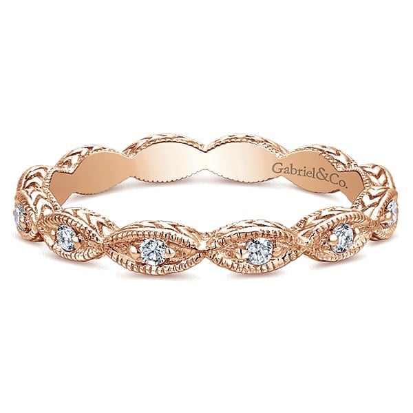 Rose Gold Marquise Shaped Diamond Stackable Ring