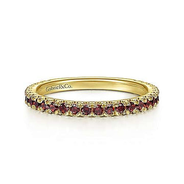 14K Yellow Gold Garnet Stacklable Ring
