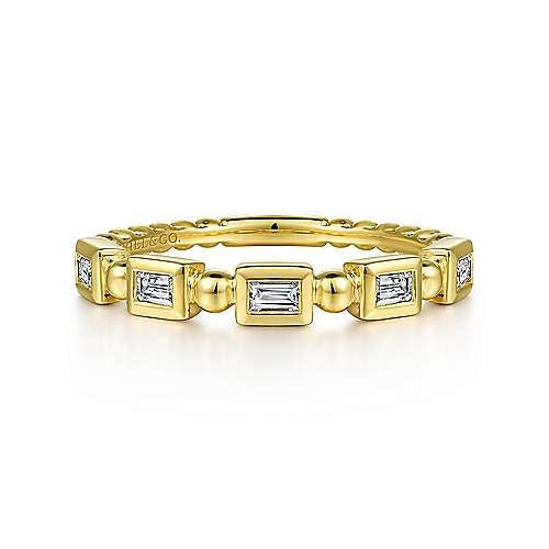 14K Yellow Gold Diamond Geometric Ring