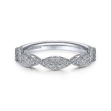 14K White Gold Diamond Marquise Station Ring