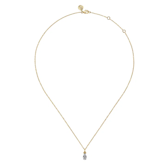 14K Yellow Gold Diamond Bujukan Teardrop Pendant Necklace