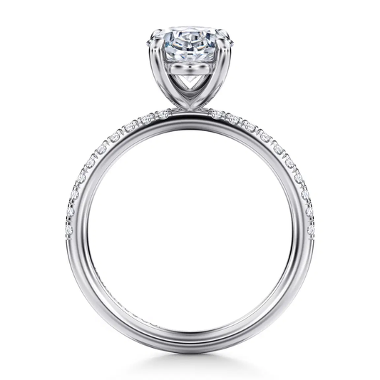 14K White Gold Oval Diamond Engagement Ring