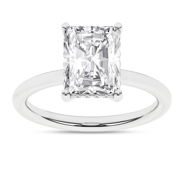 14K White Gold Lab Grown 3.09ctw Radiant Diamond Hidden Halo Engagement Ring