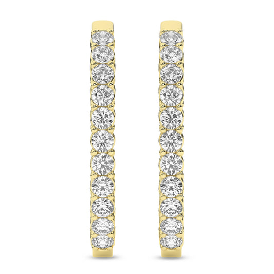 14K Yellow Gold Lab Grown 5ctw Diamond Inside Out Hoop Earrings