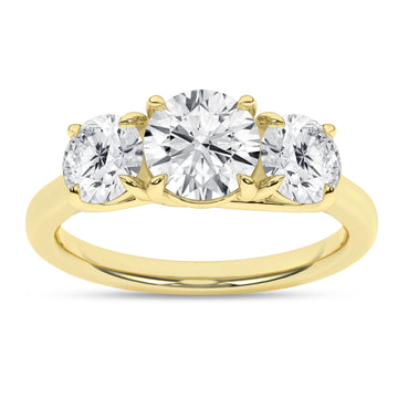 14K Yellow Gold Lab Grown 3.06ctw Three Stone Engagement Ring