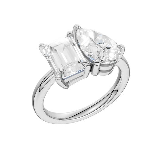 14K White Gold 3.81ctw Toi Et Moi Lab Grown Diamond Ring