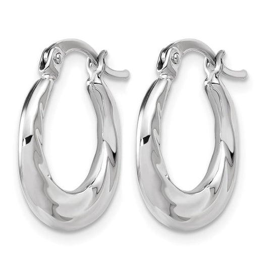 10K White Gold Polished and Grooved Hoop Earrings