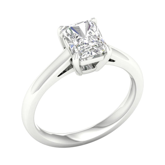 14K White Gold Lab Grown Radiant Solitaire Diamond Engagement Ring