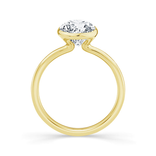 14K Yellow Gold Lab Grown 2.00 CT Oval Diamond Solitiaire Skyset Ring