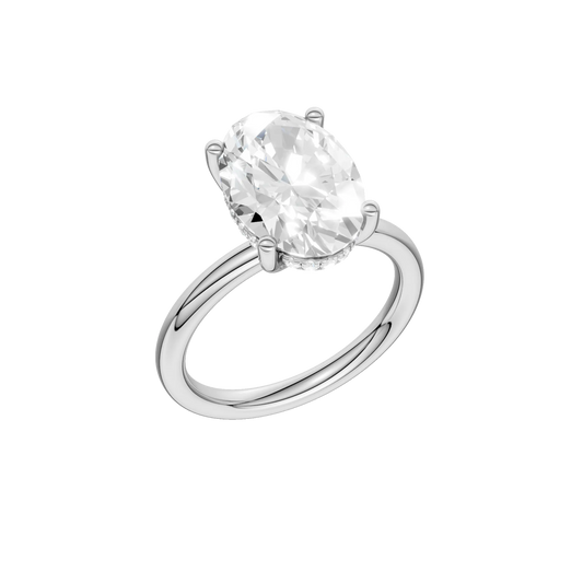 14K White Gold Lab Grown 4.12ctw Oval Diamond Hidden Halo Engagement Ring