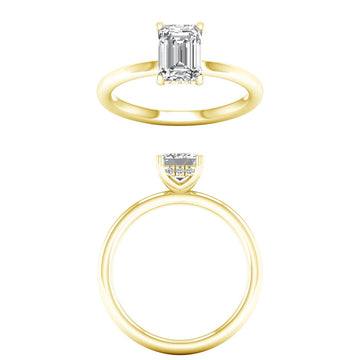 14K Yellow Gold Lab Grown 3.25ctw Emerald Diamond Hidden Halo Engagement Ring