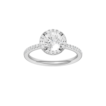 14K White Gold Lab Grown 1.29ctw Round Diamond Halo Engagement Ring