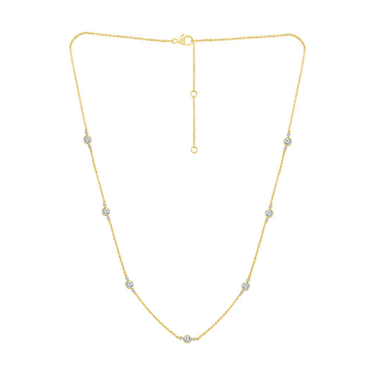 14K Yellow Gold Lab Grown 2.00CTW Bezel Diamond Station Skyset Necklace