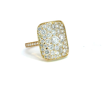 14K Yellow Gold 3.18CTW Fancy Pave Shield Ring
