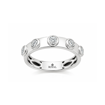 14K White Gold Diamond 5 Stone Bezel Set Band