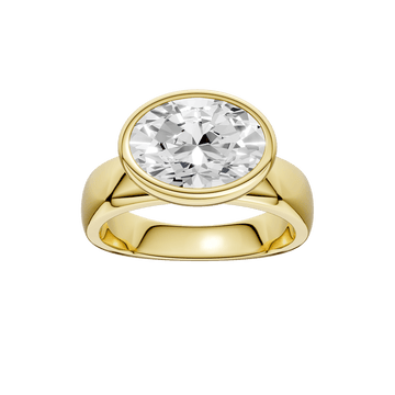 14K Yellow Gold Lab Grown Oval Diamond East-West Bezel Engagement Ring