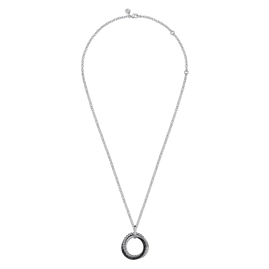 Sterling Silver Black Spinel Bujukan Link Pendant Necklace