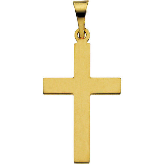 14K Yellow Gold Medium Plain Cross Pendant
