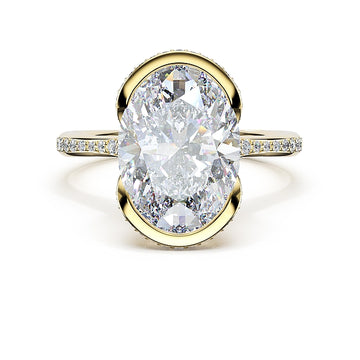 Tacori 14K Yellow Gold Oval Diamond Half Bezel Engagement Ring