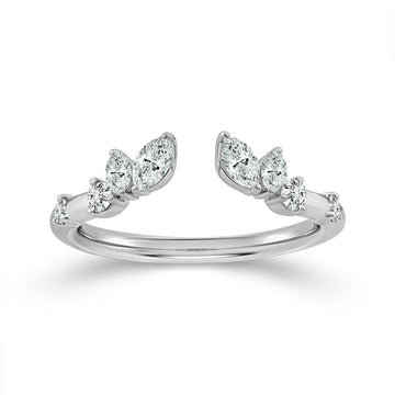 14K White Gold 3/8CTW Marquise and Round Diamond Ring Wrap