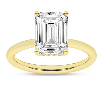 14K Yellow Gold Lab Grown 3.19ctw Emerald Diamond Hidden Halo Engagement Ring